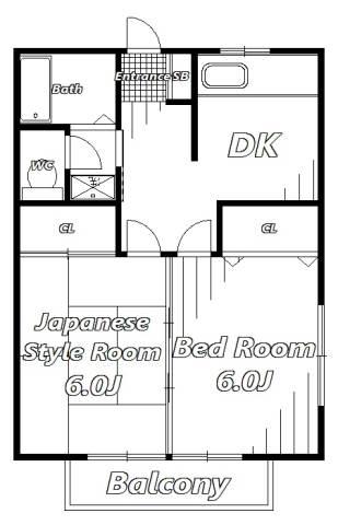 メゾンアクレイムB(2DK/2階)の間取り写真