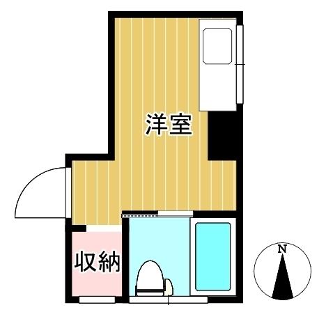 緑川ビル(ワンルーム/1階)の間取り写真