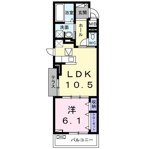 ベルソレイユ(1LDK/1階)の間取り写真