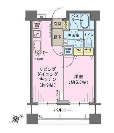 ヒルレジデンス大崎(1LDK/1階)の間取り写真