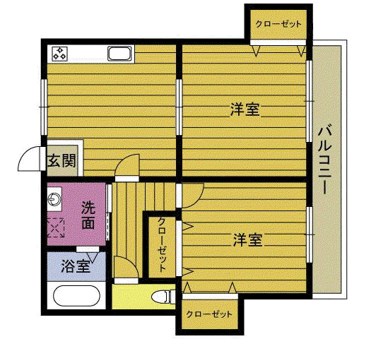 ライジングサンB(2DK/1階)の間取り写真