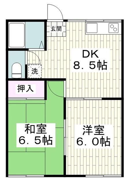 ハイツ中里(2DK/2階)の間取り写真