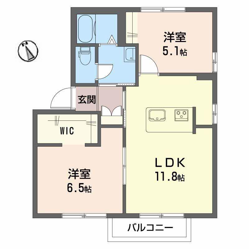 ガーデンパレス A棟(2LDK/1階)の間取り写真