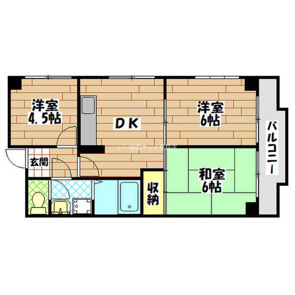 ノアコート森小路(3DK/3階)の間取り写真