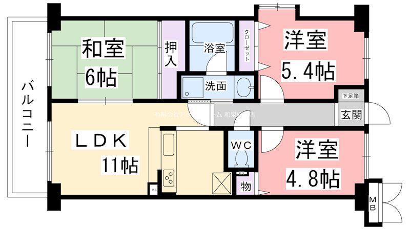 フェリーチェ和泉(3LDK/5階)の間取り写真