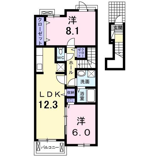 クリスタル グランツ(2LDK/2階)の間取り写真