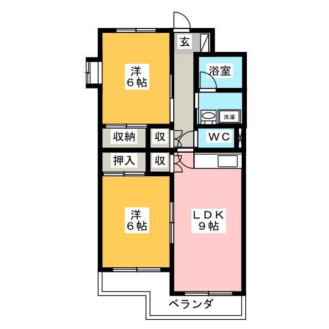 ドルフィン(2LDK/1階)の間取り写真