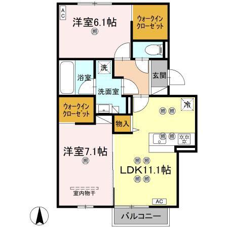 アヴェニュー・ルポ(2LDK/2階)の間取り写真