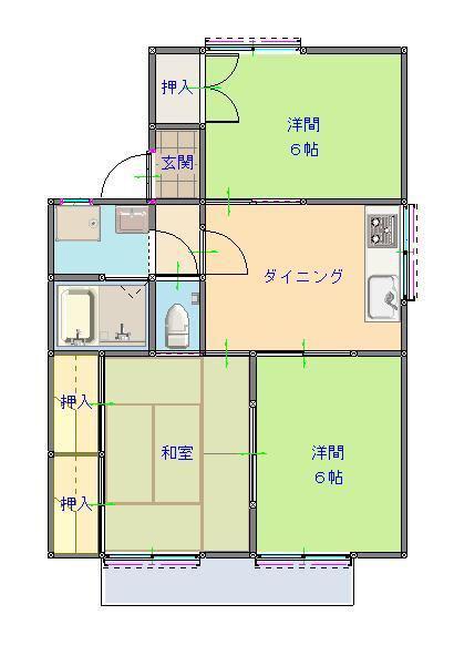 セジュール汐見台B棟(3DK/1階)の間取り写真