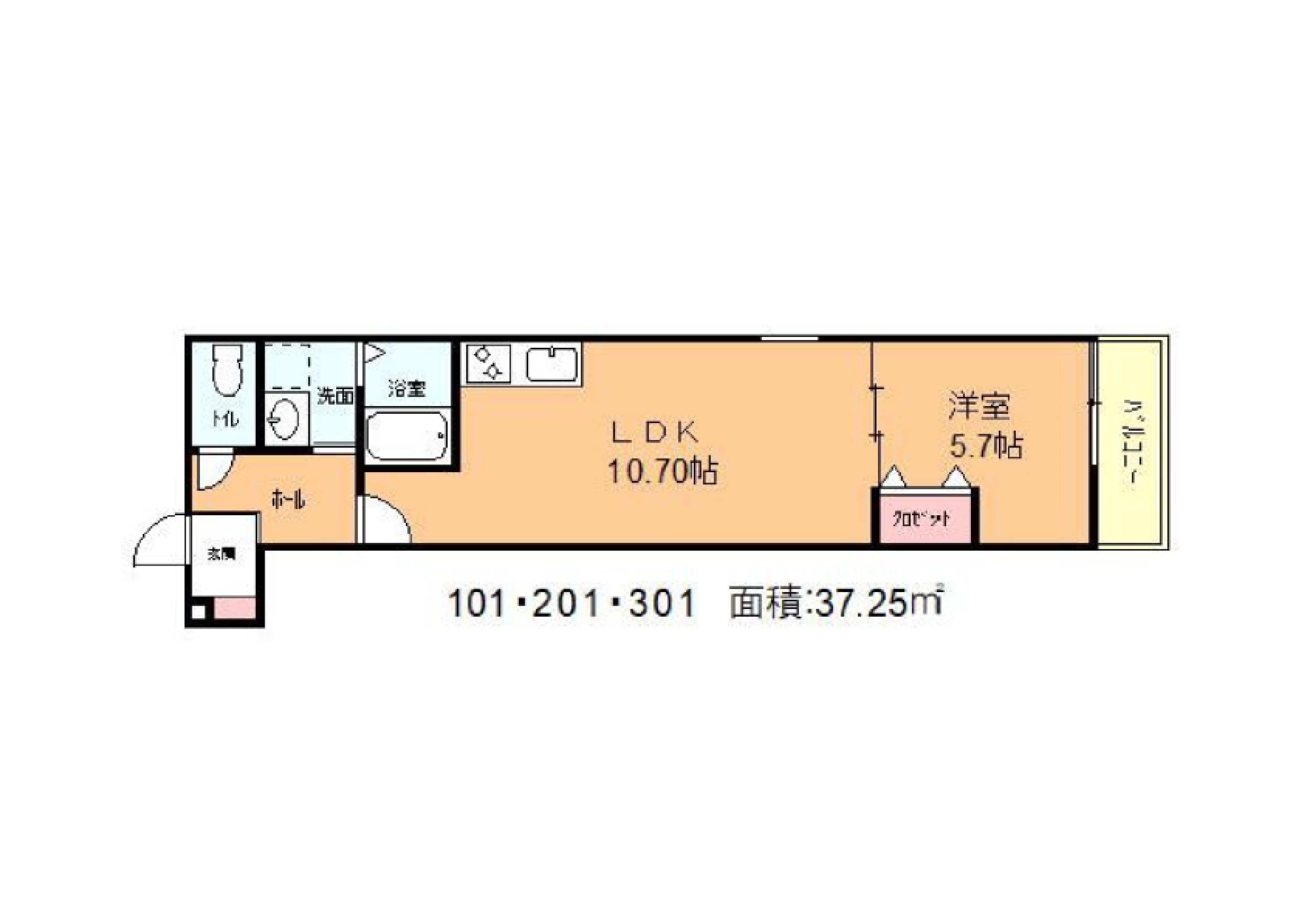 フジパレス兵庫(1LDK/2階)の間取り写真