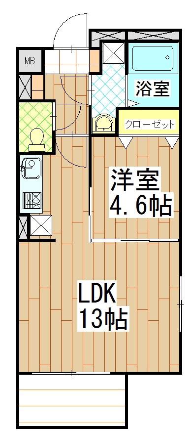 オークランド(1LDK/2階)の間取り写真