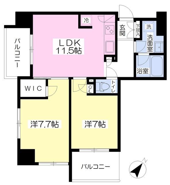 ヴァン・デスポワール目黒(2LDK/8階)の間取り写真