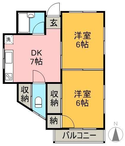 松本アパート(2DK/3階)の間取り写真