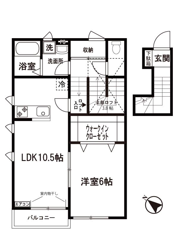 エアリーズ(1LDK/2階)の間取り写真