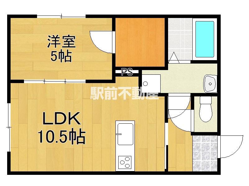ファイバー(1LDK/1階)の間取り写真