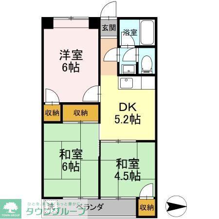THキャッスル邑乃(3DK/1階)の間取り写真