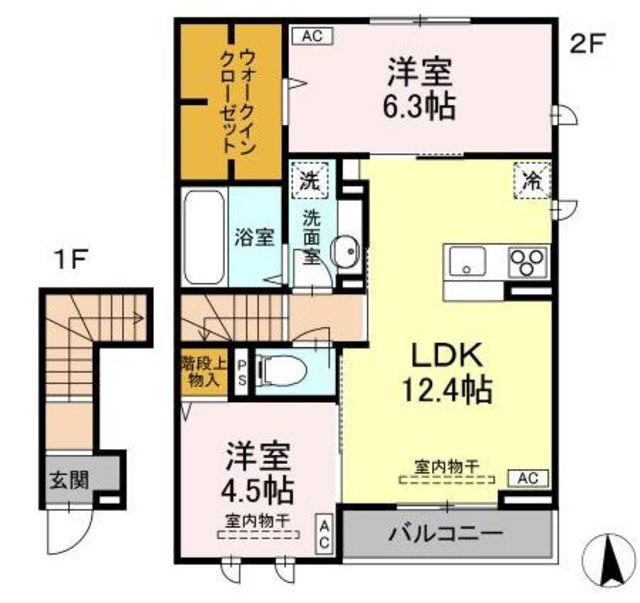 AOLANIC(2LDK/2階)の間取り写真