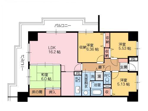 サンコーポ上香貫(4LDK/7階)の間取り写真