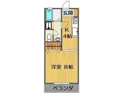 ジョイフルハイツ上横田(1K/2階)の間取り写真