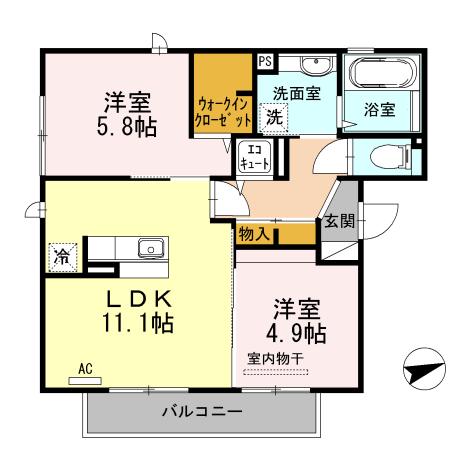 ブランシェメゾン(2LDK/3階)の間取り写真