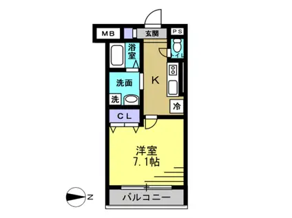 メイプルハウス(1K/1階)の間取り写真