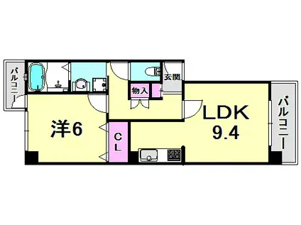 甲子園ロイヤルハイツ(1LDK/4階)の間取り写真