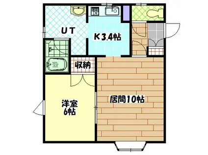 スクエアIII(1LDK/1階)の間取り写真