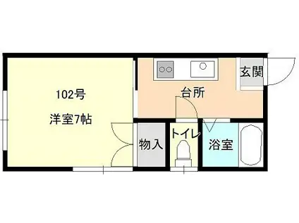 パルセ433(1K/1階)の間取り写真