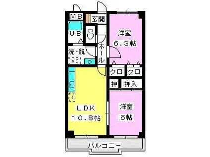 メゾンドソレイユ(2LDK/3階)の間取り写真