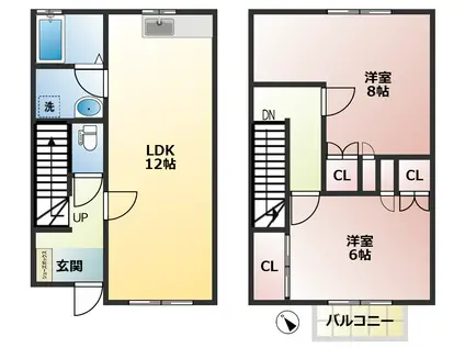 エレガント・サヌキ(2LDK/1階)の間取り写真