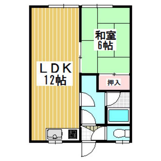 中島マンション(1LDK/2階)の間取り写真