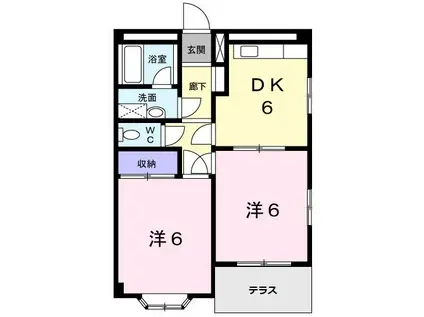 レジデンス暁(2DK/1階)の間取り写真