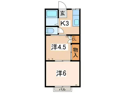 サンハイツ中田(2K/1階)の間取り写真