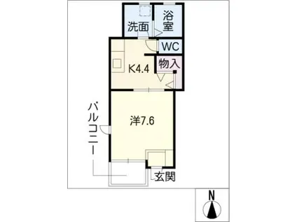 サラン・シャトー勝幡(1K/1階)の間取り写真