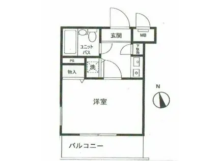 ヴァンハウス横須賀(1K/4階)の間取り写真