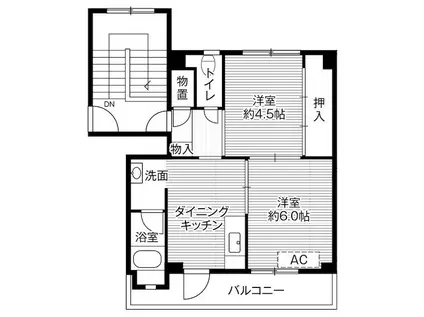 ビレッジハウス富山南2号棟(2DK/4階)の間取り写真