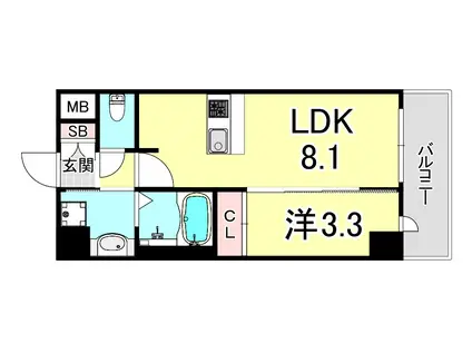 プレサンスブルーム新神戸(1LDK/13階)の間取り写真