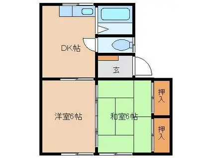 アパートメンツ吉松 B(2DK/2階)の間取り写真