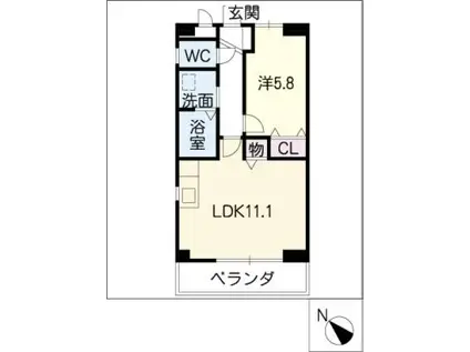 本山ハイツ(1LDK/3階)の間取り写真