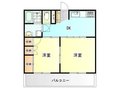 石川ハイツ(2DK/1階)の間取り写真