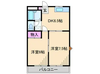ヴァンヴェール鶴見壱番館(2DK/3階)の間取り写真