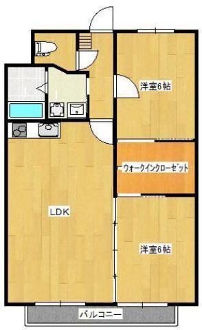 マンション加藤(2LDK/2階)の間取り写真