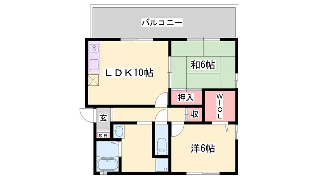 エクセルコート(2LDK/2階)の間取り写真