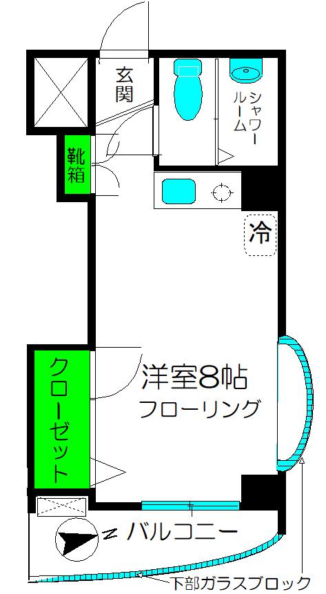 ループ山の手(ワンルーム/3階)の間取り写真