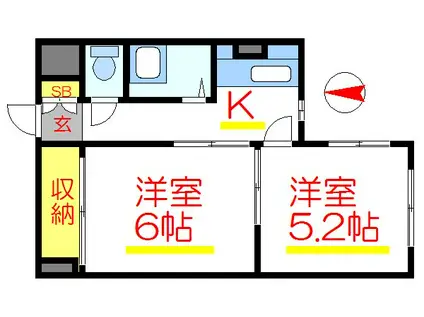 大和マンション(2K/3階)の間取り写真