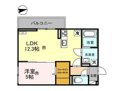 彦根市古沢町D-ROOM(1LDK/3階)の間取り写真