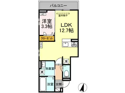 D-RESIDENCE霞町(1LDK/3階)の間取り写真