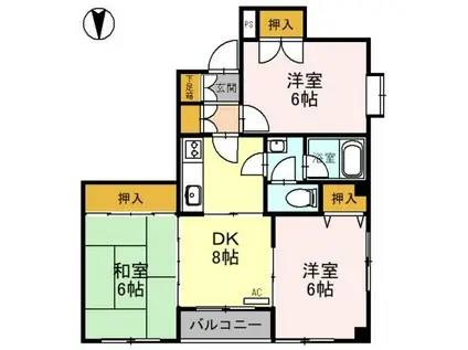 メープルハイム(3DK/3階)の間取り写真