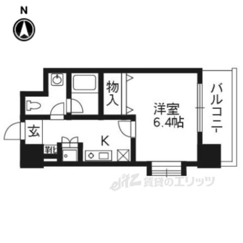 ベラジオ烏丸三条(1K/2階)の間取り写真