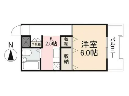 Lコート(1K/3階)の間取り写真